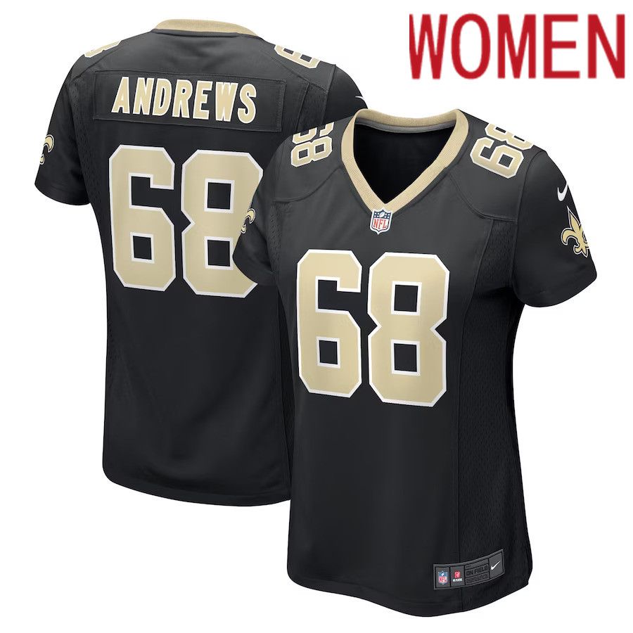Women New Orleans Saints #68 Josh Andrews Nike Black Game Player NFL Jersey